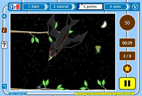 Frog flies game to practice German vocabulary free online.